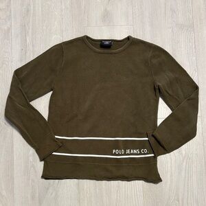 🔥BUNDLESALE Ladies M Polo Jeans Co by Ralph Lauren Olive Crew Neck Sweater